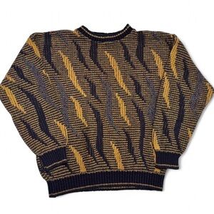 Vintage 80s Tony Lambert Cotton Knit Sweater Mens Large Abstract Colorful